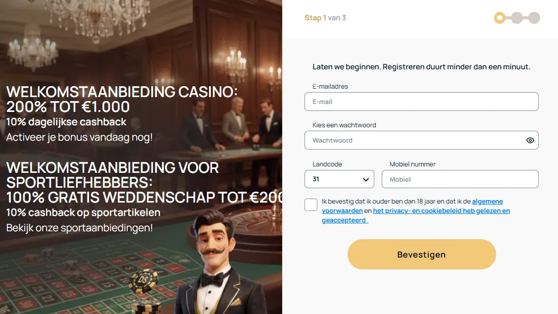 DiceSpin Casino registeren